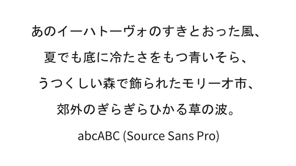 画像の日本語フォントは、何というものでしょうか？ 海外のとあるパワポの本文フォントとして設定されていたもので、パワポ上ではSource Sans Proとなっているのですが、英字しかもっていないはずなので違うと思われます。 結構綺麗なフォントで是非詳細を知りたいので、何卒よろしくお願いします。