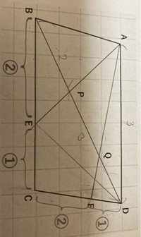 この図形を使ってBP:PQ:QDの求め方を教えてください 