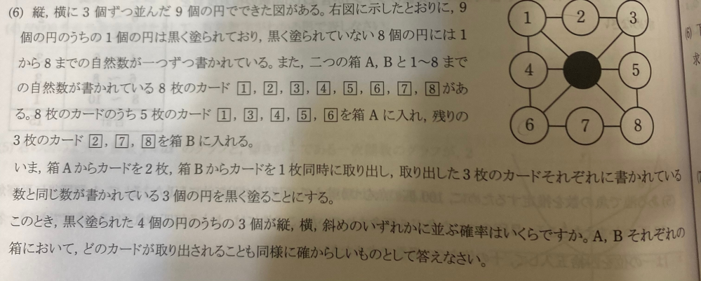 この問題の(6)が分からないです 答えは2/5です 解説お願いします