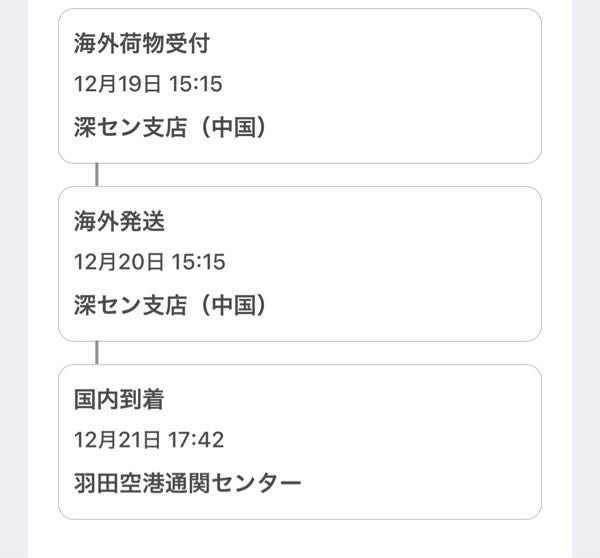 SHEINで買い物をしたんですが今日の17時42分に羽田についたらしくて、いつ届きますかね？SHEINでは到着予定が12月24日〜12月27日です。神奈川です