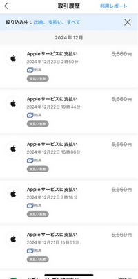 PayPayの履歴にこのような身に覚えがないAppleサービスに支払いがありました。
全て5560円ですし、この値段の課金はしたことありません。 セキュリティセンターから、ログインしている端末はこの端末1つです。
なぜ身に覚えのない請求が来るのでしょうか？