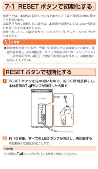 ホームルーターの初期化について教えて下さい。 - 12月までSpeedWi-F
