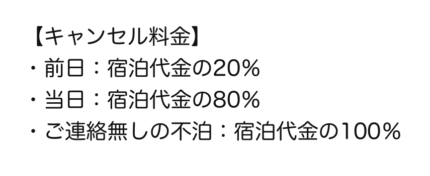 ホテルを予約したいのですが、キャンセル料金のところにこのような記載がある場合、前日まではキャンセル無料という解釈でいいのでしょうか？それとも前日まで20%ということなのでしょうか？