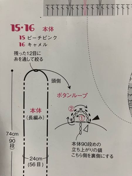 編み物初心者です。 このボタンループのやり方が全くわかりません。 どなたか教えていただけたらありがたいです。