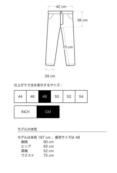 Ssenseのアクネのスーパーバギージーンズのサイズ情報が写真のとうりにあるんですが、これは正確なのですか？アクネ公式のサイズを見たらこのようなサイズ表ではなかったためです。