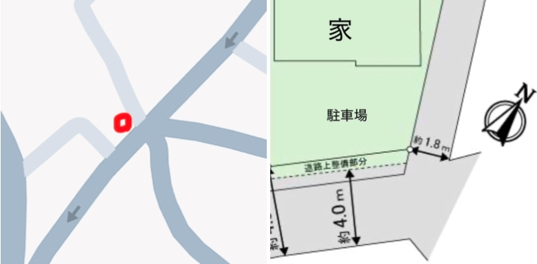 建売戸建て購入を予定しています。 何年かかけて建売を探してきました。 やはりなかなか希望する全てをクリアする物件はなく、やっと見つけても先に買われてしまったりと苦戦してきました。 今回、間取り、外観、内装、場所、子供の学区も変わらない物件を見つけここにしよう！と思っています。 しかし、家の前の道が4mと狭く、セットバックもしています。更に抜け道に使われているので細い割にまあまあな交通量があります。 通勤通学時が多いです。近くに学校もあるので通学時は歩行者もいます。 また、一方通行でもあります。 駅から10分と言う立地も気に入ってはいます。 しかし、その交通量の多さ、セットバックしているのもあり車を止めると敷地内ギリギリで曲がってきた車にぶつけられるのでは、、、 との不安もあり、主人が契約を前に不安がっています。 四叉路となっていて、確かに道は良いわけではないと思います。 ですが、そのほかは良い！と思える物件だったので私はここで決めてもいいのでは？！と思っています。 駐車場の間口も広いので駐車もどうにかなるのではと思っています。見に行った時、ハザードをたいてとめたのですが、後ろに車がいても一応駐車はできました。 主人の意見もとても分かるので良いと思っていても押し切れない自分もいます。 大きな買い物なのでしっかりいろんな意見を聞いて決めていきたいです。 道の写真を添付します。 赤丸部分が家の場所です。 家の前は駐車場が一応2台分とされています。 薄いグレーの道は使えません。 ご意見頂きたいです。 どうぞよろしくお願いします。