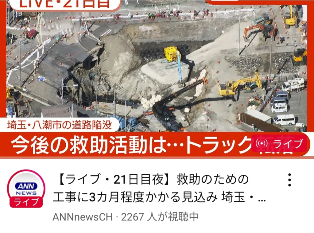 21日も経過したらもう確実に亡くなってるのに救助活動と言うのは、一応救助という世間に向けてのポーズをとるためなのですか？ これはインフラ直し工事では無く、救助活動なんだ！と 北方領土も拉致問題も現実的にはもう無理なのに、ファイティングポーズを取り続けるような