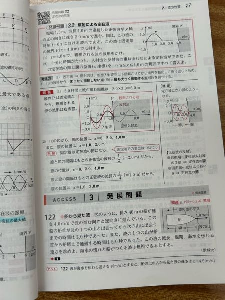 下の122番について。 解説では波の速度と船の速度を足しています。何故足して全体の速度をVとしているのでしょうか？ 問題の解説をお願いします