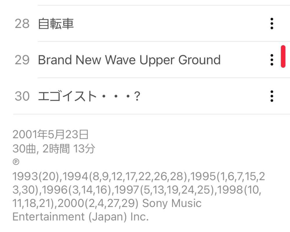 apple musicの下の西暦の意味と()のなかの数字の意味は何ですか？