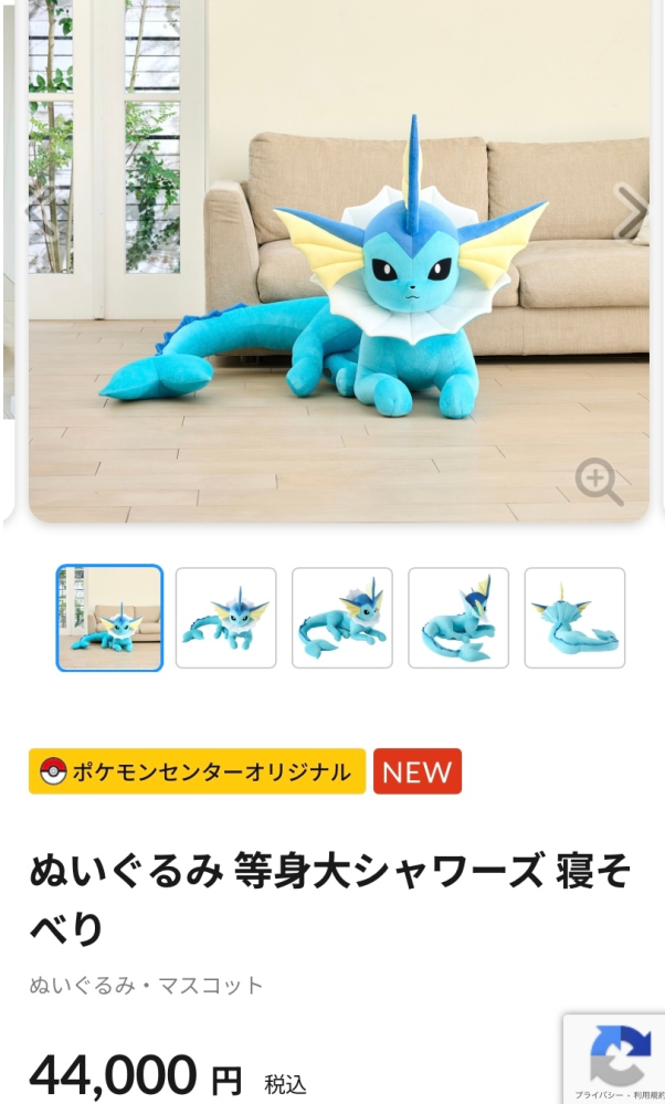 シャワーズの寝そべり等身大ぬいぐるみについて質問です。現在私は高二