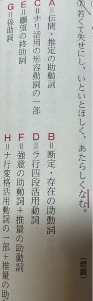 古文の文法、なむ、について。 下のなむは係助詞のなむです。どのような思考回路で解いたらいいですか。 係助詞のなむ、終助詞（願望）のなむ、な（強意）＋む（推力）のなむ、の三種類あります。上の形容詞の接続を考えると未然形か連用形で、３つ全ての可能性があります。これ以上分かりません。どなたかお願いします