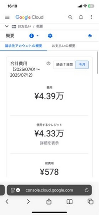 グールルで使えると思ったら使えなかった  この中に７０００円文入っています googlecloudの使用料金について7月に入ってから、googl