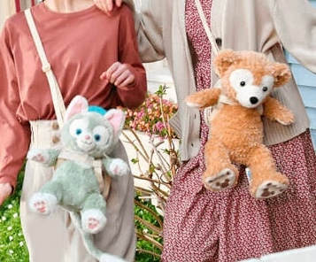 ぬいぐるみの持ち歩き方ディズニーにカモノハシペリーのぬいぐるみを