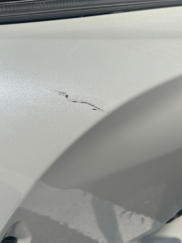 車体の傷について質問です。車体が自転車と接触してしまいゴム傷のよう