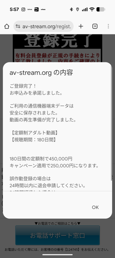 間違えてサイトを開いてしまって、このような画面が出てきたんですけど