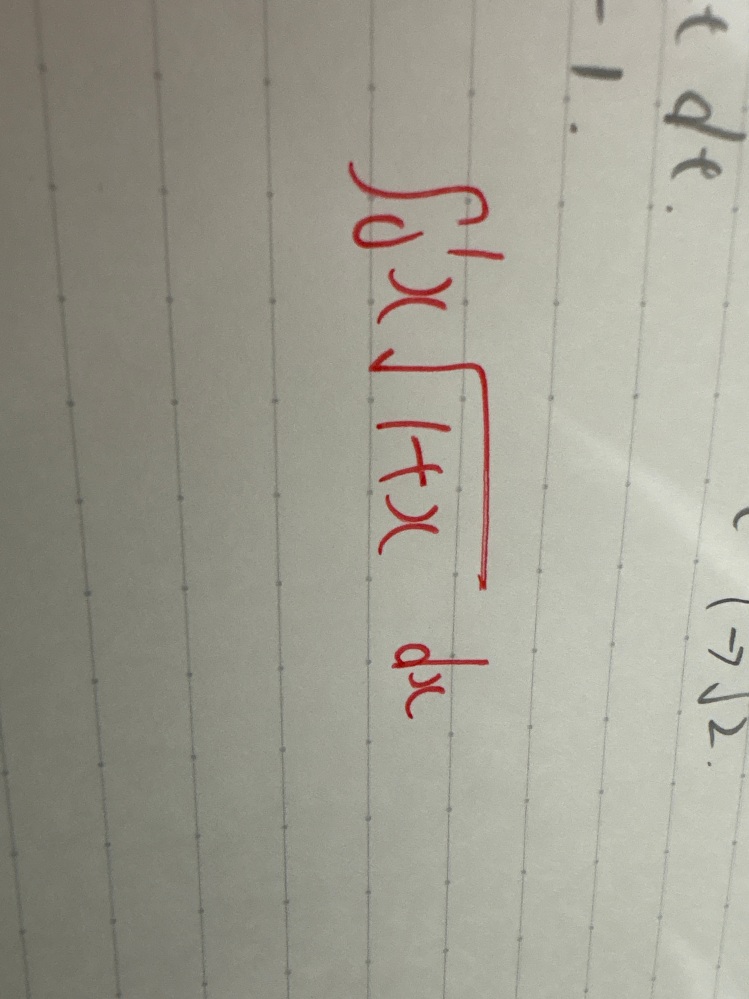 緊急です。この問題で、模範解答が1+x=tと置いていたのですが、√(1+x