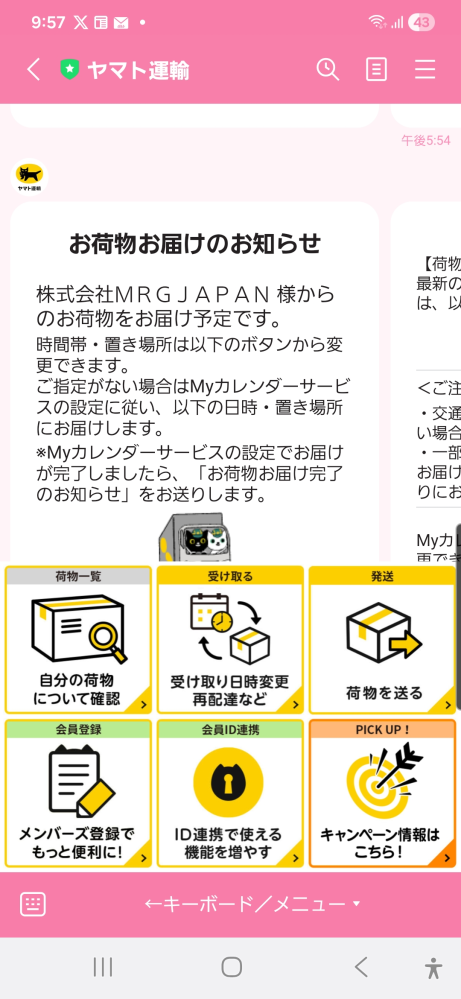 株式会社MRGJAPAN』とやらから、何かしらの荷物が明日、届くよ 