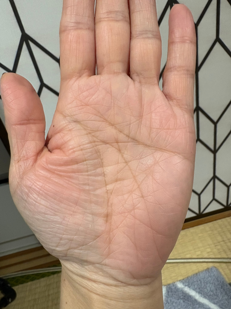 手相について詳しい方にお聞きしたいです。写真のように生命線の下の方