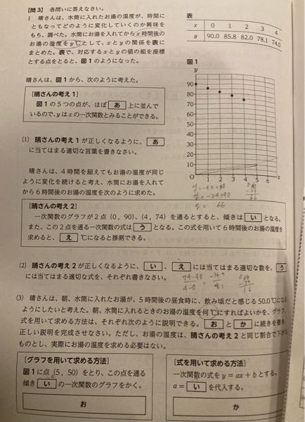 中学数学で質問があります！ この問題の(3)の お も か も切片を求める内容が入っているんですけどどうしてですか？