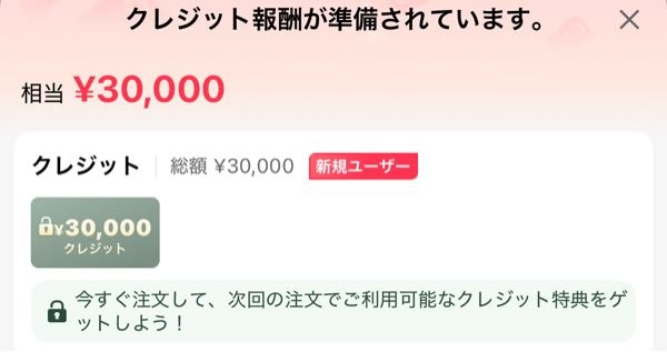 急募】SHEINで新規ユーザークレジット報酬というのが出てきて、制限 