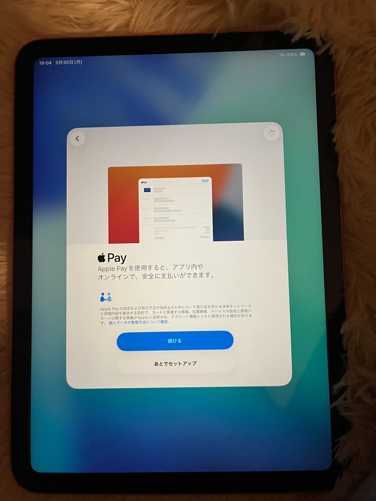 至急です！iPadの設定をしようとしたらこの画面でずっと次に進まない 