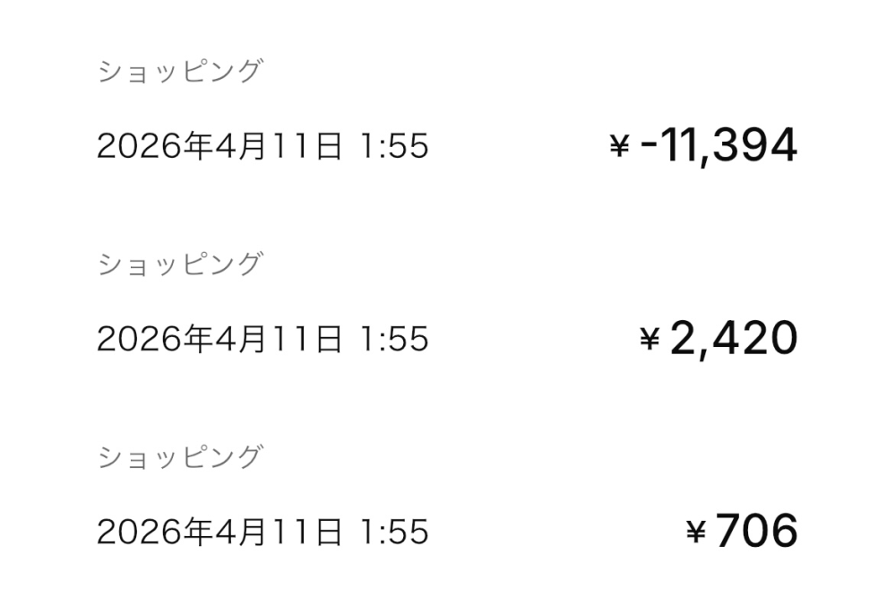 クレジットカードの不正利用か、もしくは仕様なのか知りたいです。 ヨドバシドットコムで、クレジットカードを使って、複数の商品を「準備ができた商品から順にお届け」にして購入したところ、クレカの利用通知が複数届きました。購入した合計金額がマイナス表示になって届き、そのあとに２つの金額の通知が届いていました。不正利用か？と思ったのですが、どちらの金額も購入したうちの２つの商品のもので、ヨドバシの注文履歴を確認すると、その２つの商品はすでに出荷が始まっていました。 ヨドバシのヘルプページを見ると「クレカ会社への請求は商品を出荷するタイミングに行う」と書いてあるのですが、これは不正利用ではないということなのでしょうか？