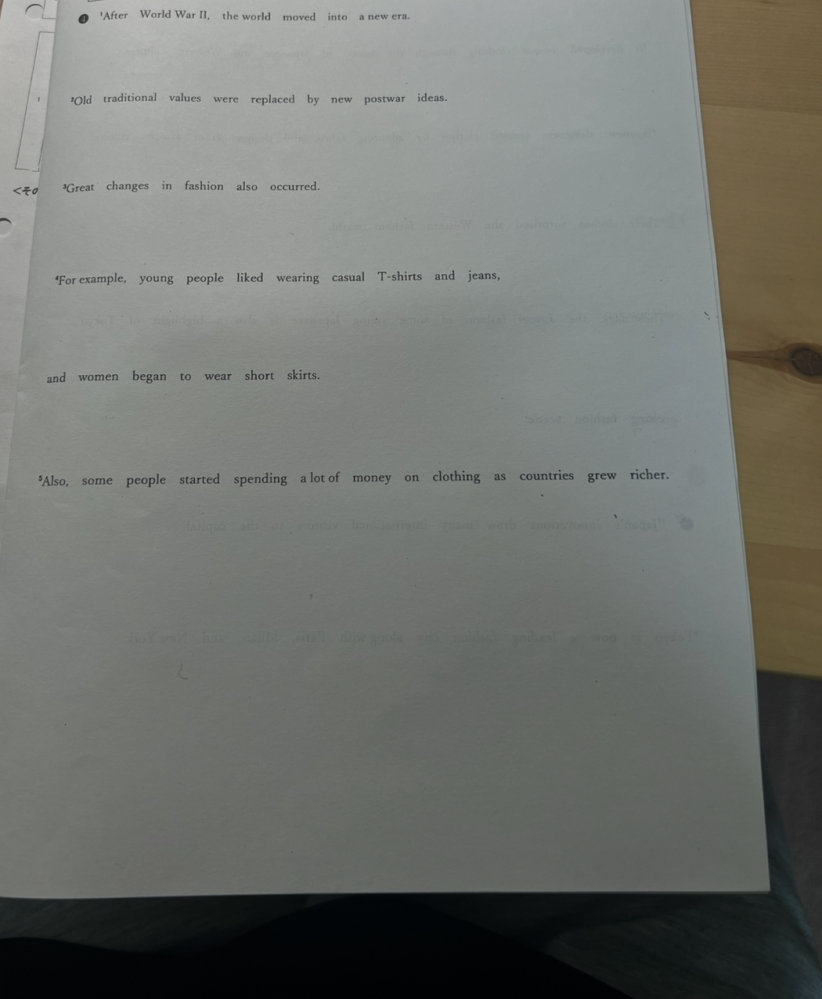 至急です！！写真の英文を下記の通りにしてほしいです。①文をつなぐ