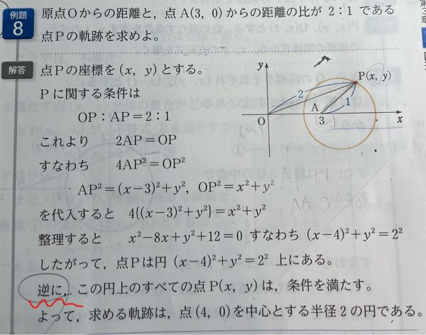 数Ⅱの軌跡と領域についての質問です。軌跡を求める問題で必ずこの「逆
