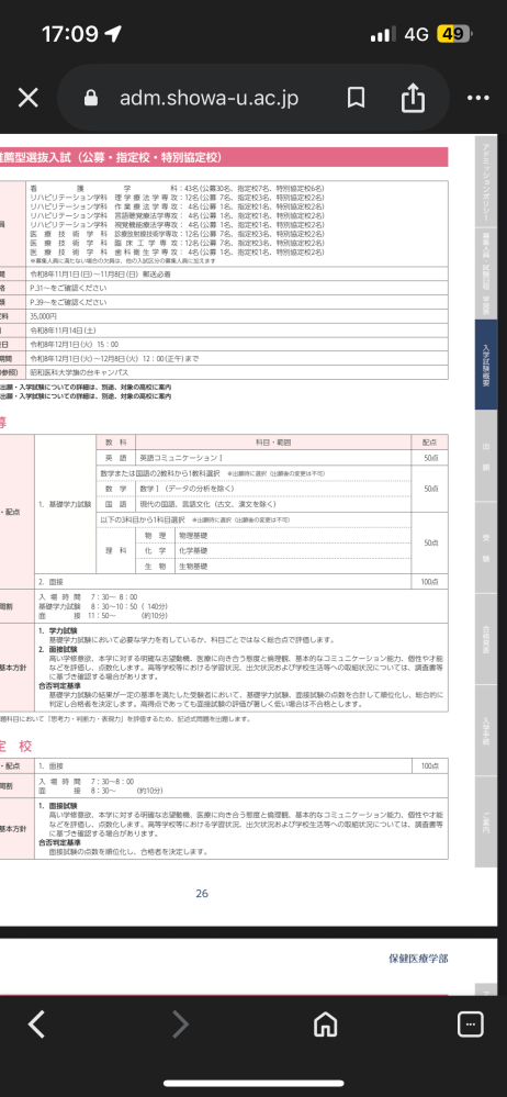 昭和医科大学看護公募推薦についての質問です、学力試験で一定の基準を
