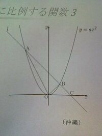 直線ｌが 関数y Ax2乗のグラフおよびx軸と右の図のように３点ａ ｂ ｃで交 Yahoo 知恵袋