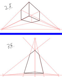 上の図のように 二点透視でもアオリの背景は描けますよね 三点透視で描くアオリと Yahoo 知恵袋