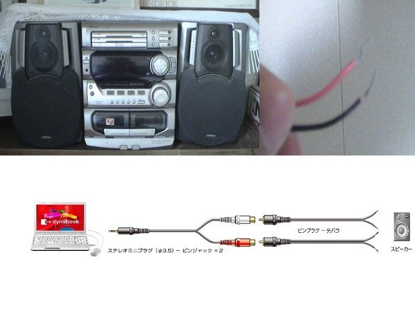 結構古いコンポのスピーカーをPCのスピーカーとして使いたいのですが 
