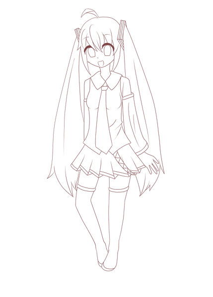線画だけですがイラスト評価お願いいたします 初音ミクを描きました 一応 Yahoo 知恵袋