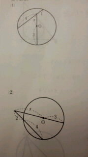 図においてxを求めよ。

ただし、Oは円の中心、
直線PTは円の接線で、
Tは接線である。

と言う問題です。

上が(1)、下が(2)です。

解説付きでお願いします(;_;) 