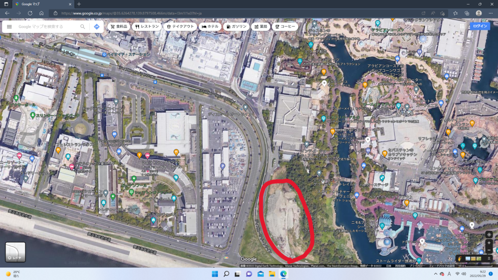 ディズニーシーのロストリバーデルタ横の空地 Mapを見ると何かしら工事 Yahoo 知恵袋