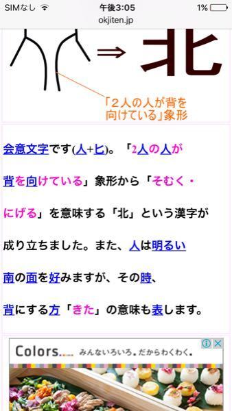 北という字は 象形文字なのですか それとも 指事文字なのです Yahoo 知恵袋