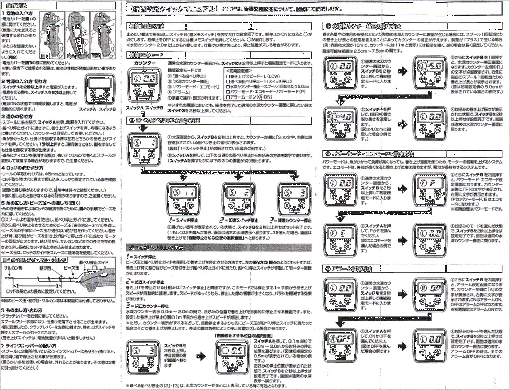 ダイワクリスティアワカサギCRPTを中古で購入しましたが取扱説明書が