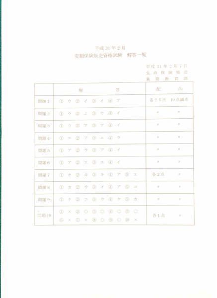 至急です平成31年２月に行われた生命保険専門課程試験変額保険販 Yahoo 知恵袋