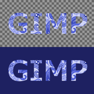 GIMPGIMPで文字に柄を付けたいのですが（迷彩やペイズリーなど）えく 