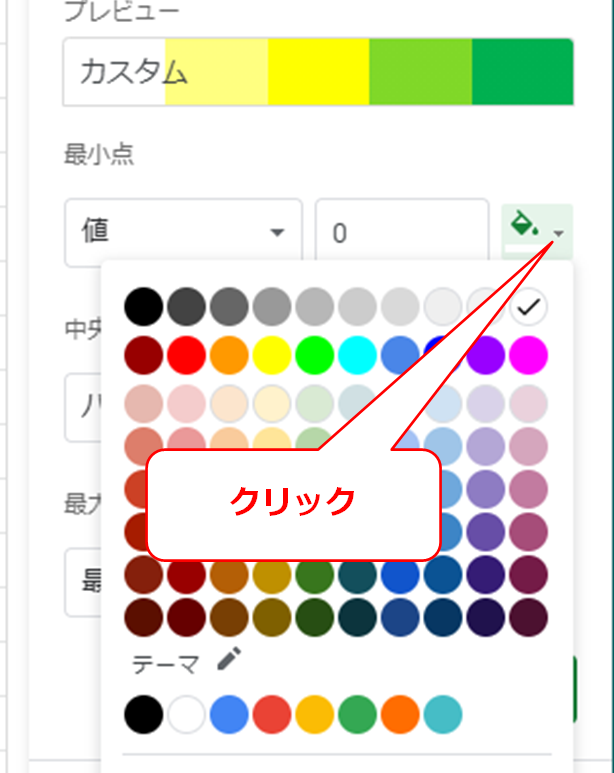 グーグルスプレッドシートのカスタムカラースケールについて質問です Yahoo 知恵袋