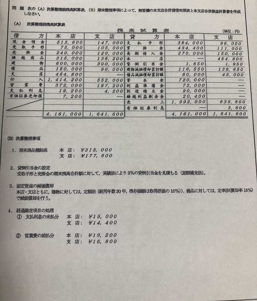 本支店会計の本支店合併財務諸表作成の問題を勉強し始めたのですが どのよう Yahoo 知恵袋