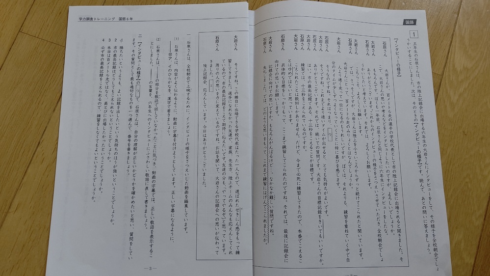 学力調査トレーニング小学校第６学年国語の答え合わせをしたいので Yahoo 知恵袋