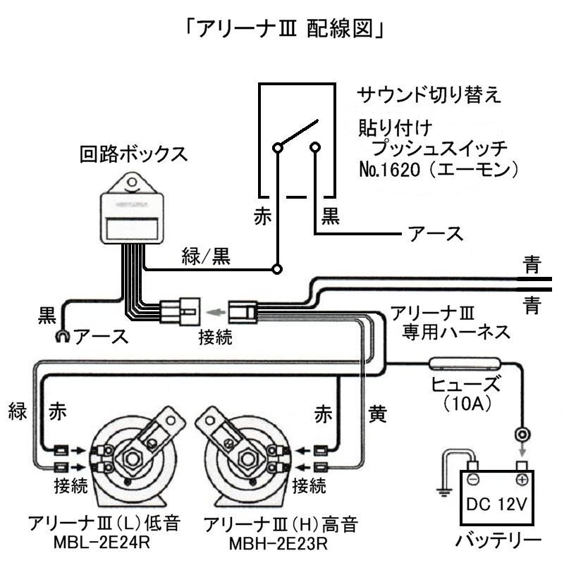 ミツバ エコー機能付き電子ホーン アリーナ3 取説＆箱付き 動作品 送料 