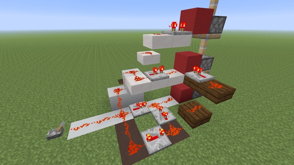 Minecraftpeでシャッターを作りたく 動画などを見ながら作っている Yahoo 知恵袋