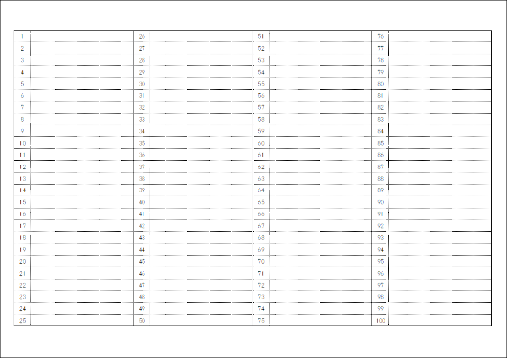 解答用紙のようなプリントを作りたいです 1 100問を同じサイズ Yahoo 知恵袋