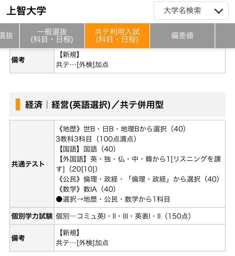 今年上智大学の経済学部経営学科を共通テスト併願で入試を受ける予定 Yahoo 知恵袋