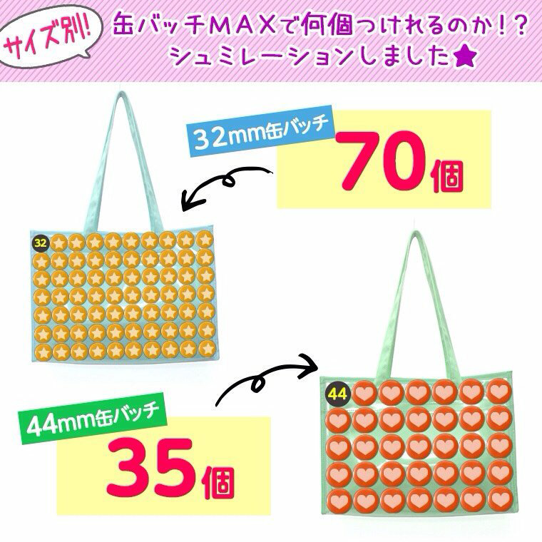 普通の大きさの缶バッジって 何個ほどで通常の痛バッグ全部埋まりますか 表面 Yahoo 知恵袋