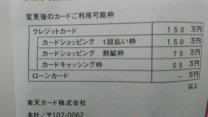 先日楽天カードからご利用可能枠変更のご案内というものが着圧ハガキで届きました Yahoo 知恵袋