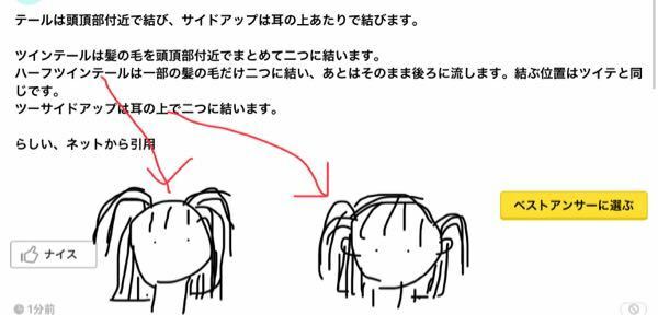 ハーフツインとツーサイドアップってどう違うんですか テールは Yahoo 知恵袋