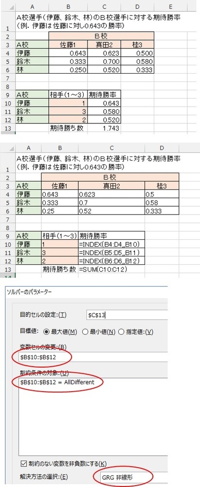 Excelのソルバーアドインで 制約条件に Dif Alldifferen Yahoo 知恵袋